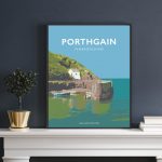 Porthgain Pembrokeshire Coastal Path Sir Benfro Wales Poster Print West Seaside Welsh Posters Travel Railway Art