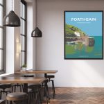 Porthgain Pembrokeshire Coastal Path Sir Benfro Wales Poster Print West Seaside Welsh Posters Travel Retro