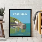 Porthgain Pembrokeshire Coastal Path Sir Benfro Wales Poster Print West Seaside Welsh Posters Travel Retro Art