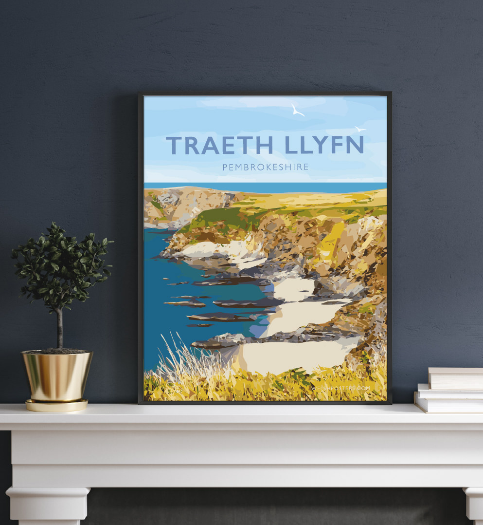 Traeth Llyfn Porthgain Abereiddy Pembrokeshire Coastal Path Sir Benfro Wales Poster Print West Seaside Welsh Posters Travel Retro Beautiful Gift Art
