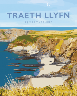 Traeth Llyfn Porthgain Abereiddy Pembrokeshire Coastal Path Sir Benfro Wales Poster Print West Seaside Welsh Posters Travel Railway
