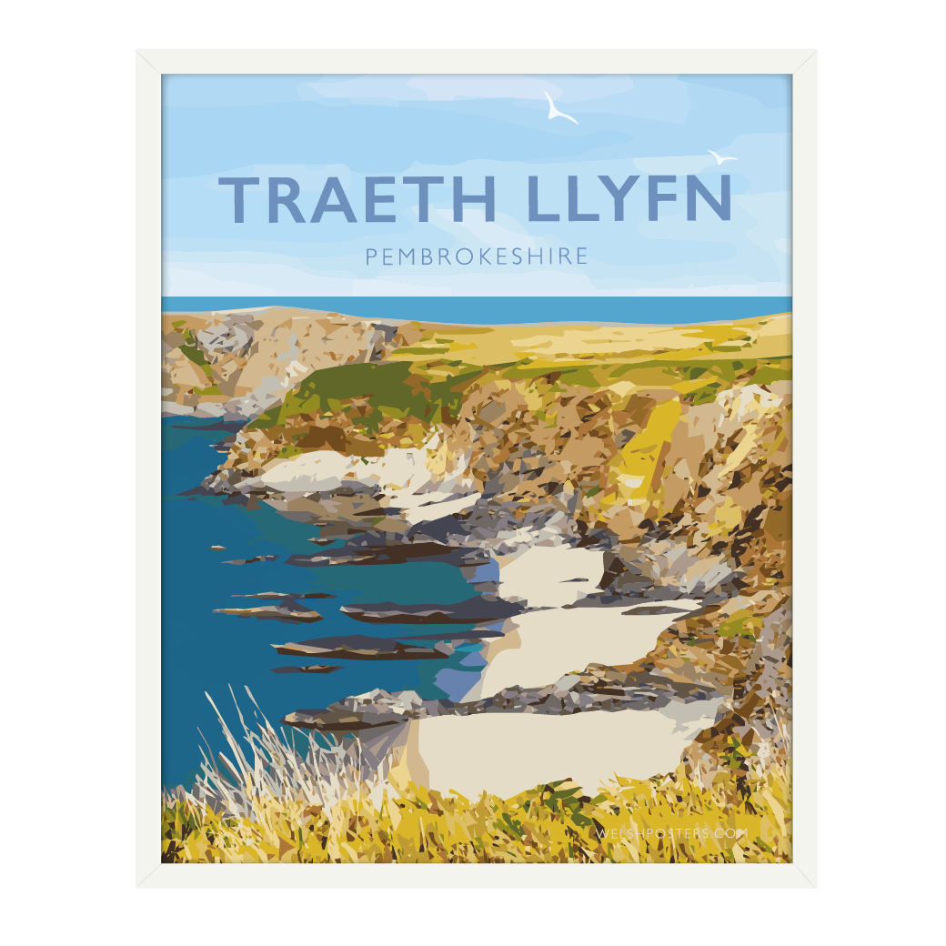 Traeth Llyfn Porthgain Abereiddy Pembrokeshire Coastal Path Sir Benfro Wales Poster Print West Seaside Welsh Posters Travel Railway Framed