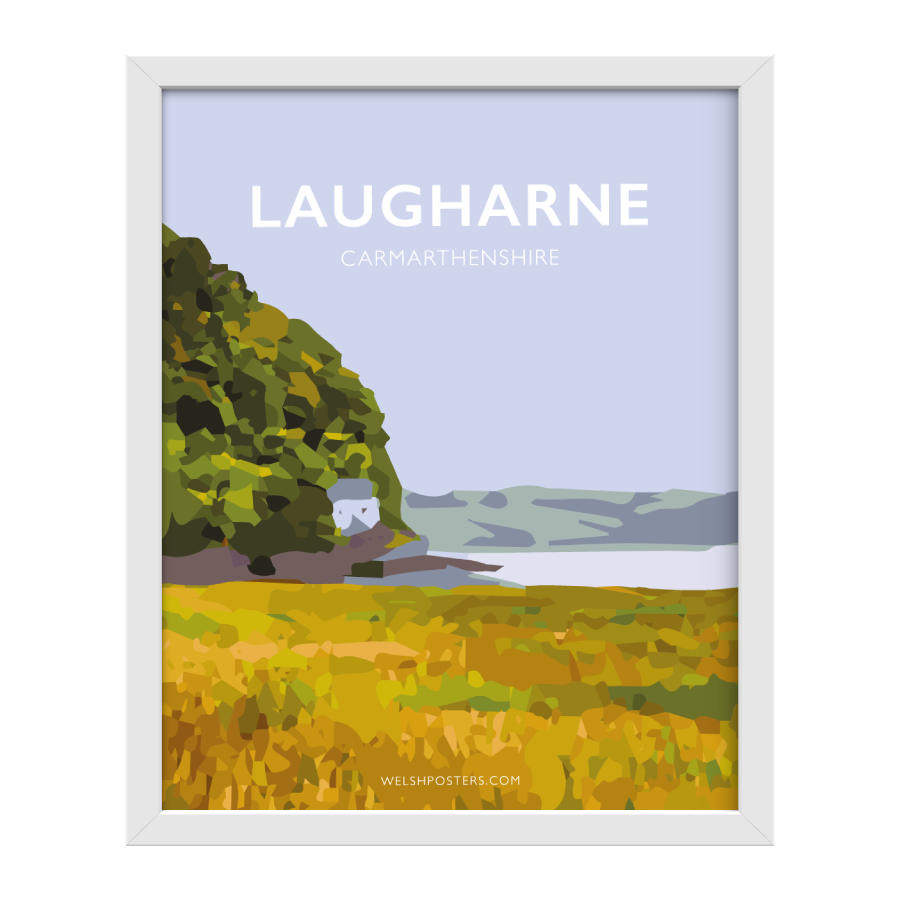 laugharne-welsh-poster-print-wales-carmarthenshire-travel-posters-prints-vintagestyle-frame