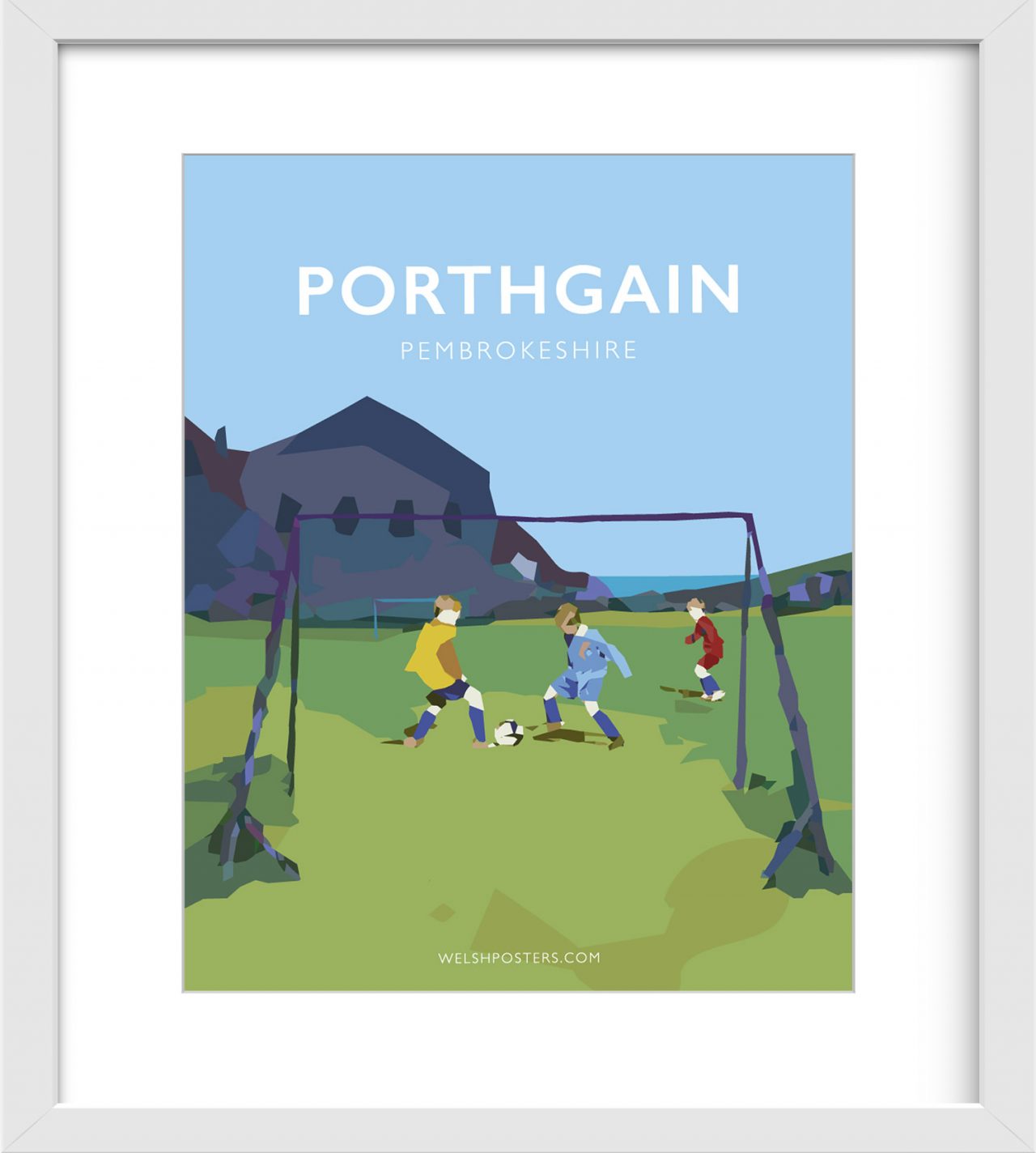 Porthgain Travel Poster - Framed Football pitch poster