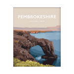 pembrokeshire green bridge welsh poster print pembrokeshire art travel print sea arch framed