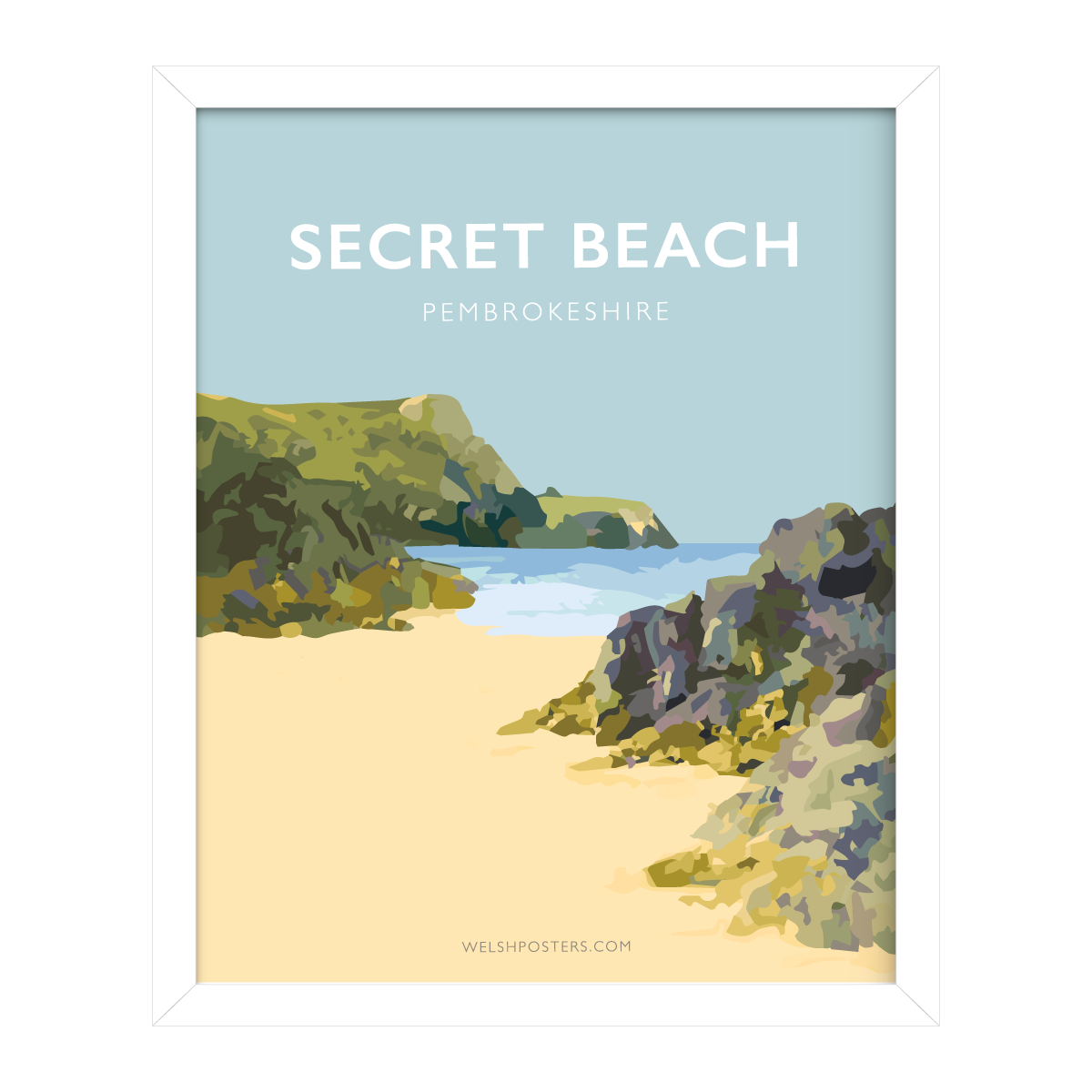 SECRET BEACH Travel Poster - SECRET BEACH Pembrokeshire Posters Prints ...