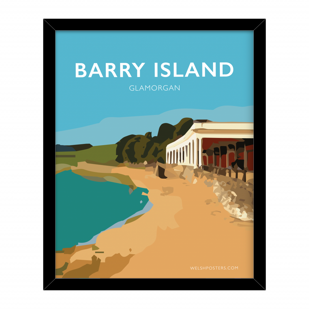 BARRY ISLAND Travel Poster BARRY ISLAND Gower Travel Posters, New