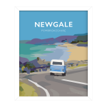 newgale road pembrokeshire blue beach print coast wales west south poster welsh posters travel railway