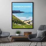 pembrokeshire beach print coast wales west south poster welsh posters travel railway black framed