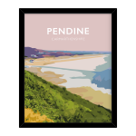 pendine carmarthenshire welsh poster print wales travel posters prints railway vintage beach sands black framed art