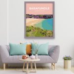 barafundle pembrokeshire beach pembs print coastal wales west south poster welsh posters travel railway art