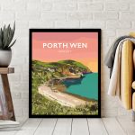 porth wen brickworks angelsey cemaes bay beach poster travel railway modern poster welsh north wales vibrant prints art gift framed
