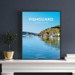 fishguard summer pembrokeshire wales beach coast poster print west south seaside welsh posters travel railway