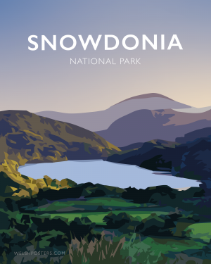 Snowdonia national park snowdon hiking parc cenedlaethol art hiking wales poster print cycling mountain welsh posters travel retro