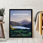 Snowdonia national park snowdon hiking parc cenedlaethol art hiking wales poster print cycling mountain welsh posters travel sunset