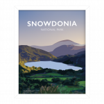 Snowdonia national park snowdon hiking parc cenedlaethol art hiking wales poster print cycling mountain welsh posters travel white framed