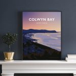 Colwyn Bay North Wales Conwy Beach Bays Prom Wales Poster Print West Seaside Welsh Posters Travel calm sunset