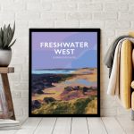 Freshwater West Pembrokeshire Beach Freshie Sir Benfro West South Wales Poster Print West Seaside Welsh Posters Travel Railway Wall Modern Vibrant Art