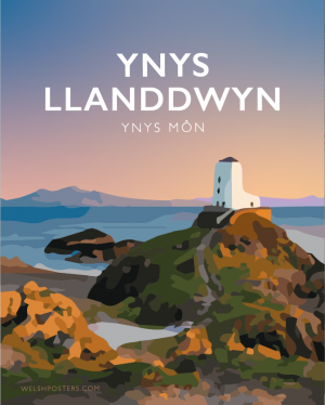 Ynys Llanddwyn Ynys Mon West Coast Anglesey Northwest Northern Wales Poster Print Seaside Welsh Posters Travel Lighthouse St Dwynwens Church