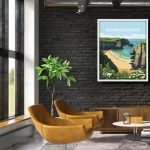 Modern Graphic Design Pembrokeshire Cove Coast Path Nationalpark Print Coastal Wales West Poster Welsh Posters Travel Railway Awesome