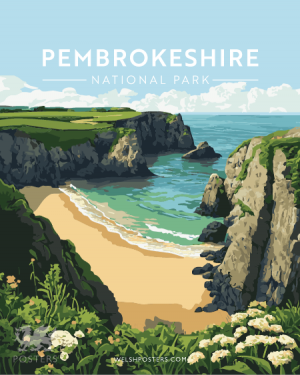 Pembrokeshire Cove Coast Path Nationalpark Print Coastal Wales West Poster Welsh Posters Travel Railway Awesome