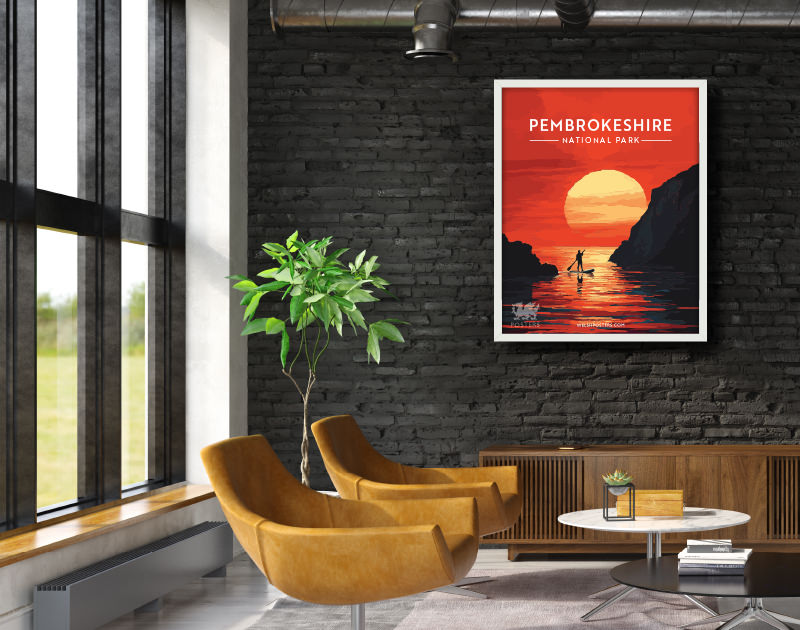 PEMBROKESHIRE SUP SUNSET Travel Poster - PEMBROKESHIRE SUP SUNSET