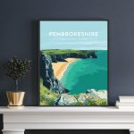 Pembrokeshire welsh wales posters travel poster arch coast retro design gift gifts print