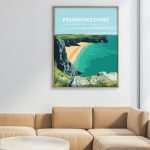 Pembrokeshire welsh wales posters travel poster arch coast retro pembs framed print