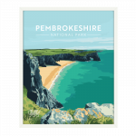 Pembrokeshire welsh wales posters travel poster arch coast retro design pembs gift