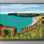 Barafundle Bay Pembrokeshire Drawing sketch fine art pembrokeshire art print