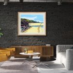Newgale Walkers heading to Rickets Head illustration art illustration Rick Carter