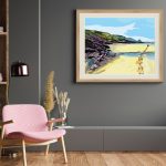 Newgale Walkers heading to Rickets Head illustration art prints poster