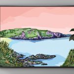 Pwllgwaelod Beach Dinas Head Pembrokeshire welsh fine art illustration Rick Carter prints