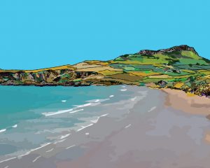 Whitesands Beach Pembrokeshire fine art drawing whitesands modern art rick carter